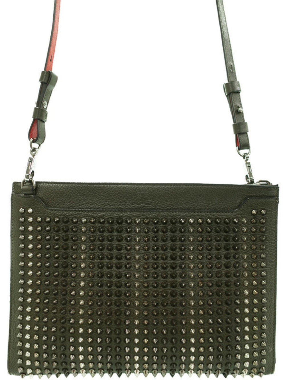 Christian Louboutin Sky Pouch Clutch Spike Studs Clutch Bag Black